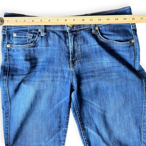 7 For All Mankind the Slim Cigarette Raw Hem Blue Women’s Jeans. Size 29 - Picture 6 of 9